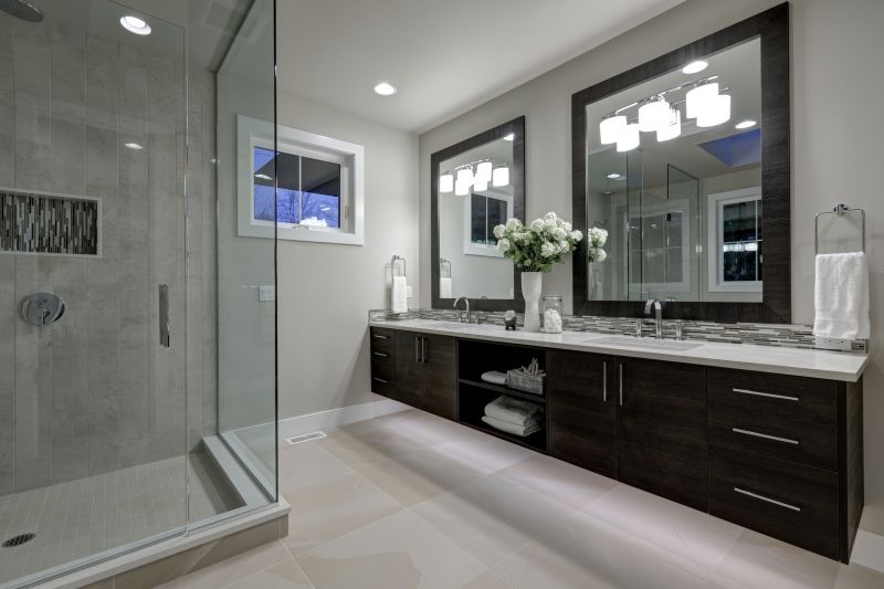 Contemporary Master Bathroom with Double Vanities